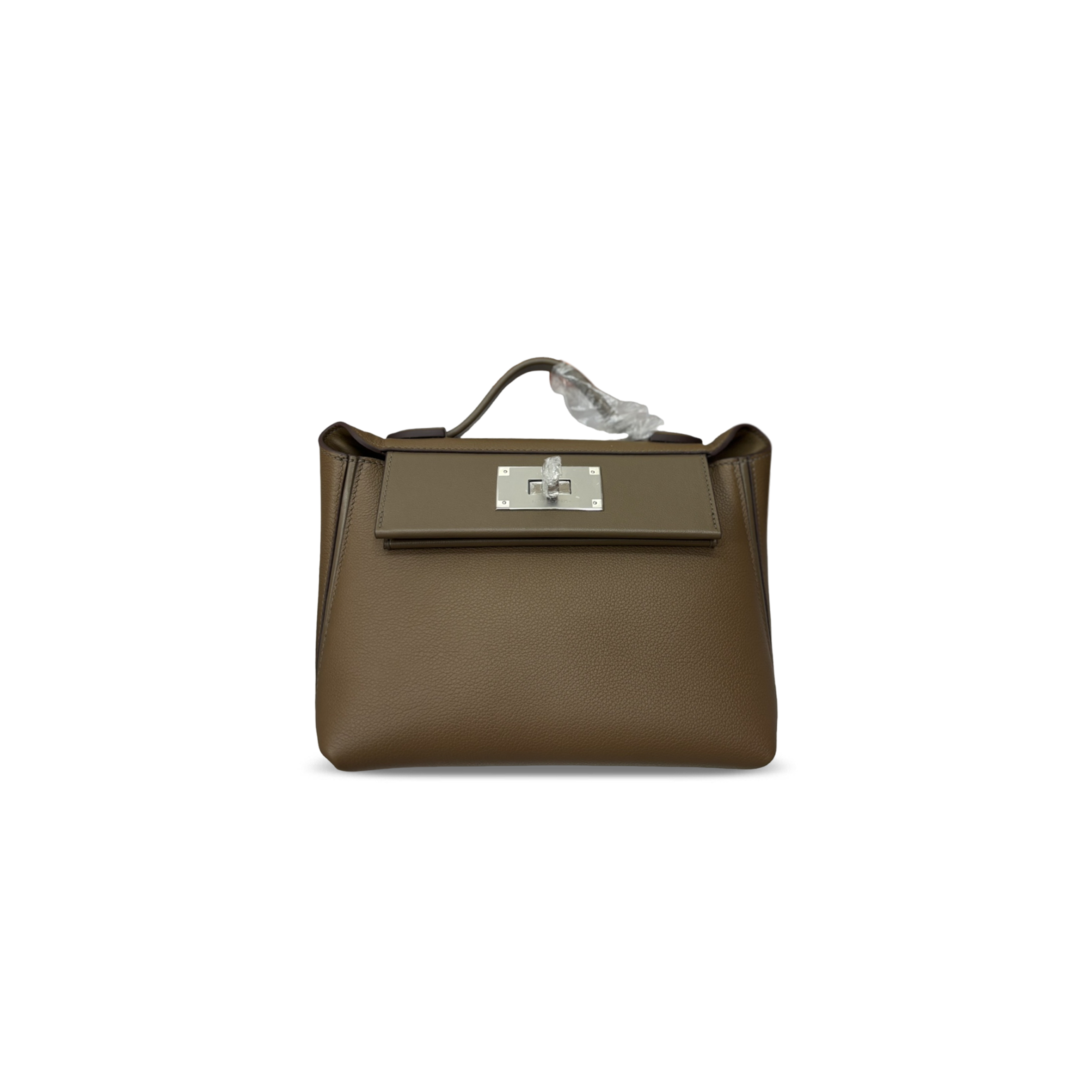 HERMES MINI 2424 21 ETOUPE EVERCOLOR AND SWIFT PALLADIUM HARDWARE (21*16*12cm)